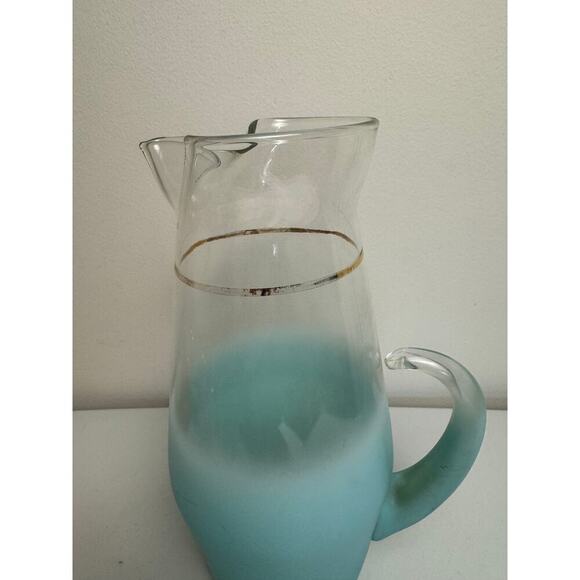VTG Blendo Mid-Century Frosted Gold Trim 5 Glass and Pitcher Set West Virginia - Picture 8 of 16